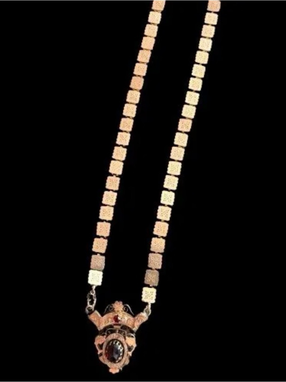 MUSEUM PIECE Antique VICTORIAN GF BOOK CHAIN ornate GARNET necklace - Picture 3 of 5